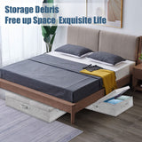 Supowin Underbed Storage Containers Bin with Lids (Set of 1) Large Under Bed Storage Organizer Box with Handle, Foldable Under the Storage Bags for Organizing Clothes, Shoes, Blankets, Pillows-Grey Supowin