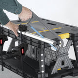 Keter Folding Portable Table Tool Stand Workbench with 2 12" Wood Clamps for Miter Saws, Home Improvement, and Construction, Black & Yellow (2 Pack) Keter