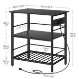 HOOBRO Kitchen Island with Storage, Kitchen Island Table with Power Outlet, 35.4" L 3 Tier Coffee Station and Microwave Stand, for Home, Kitchen and Dining Room, Black BB021ZD01 HOOBRO