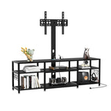 VECELO TV Stand with Mount and Power Outlet, Height Adjustable Entertainment Center with Storage Shelves for 32/55/65/70/75 inches Televisions, Console Table for Living Room, Bedroom, Matte Black VECELO