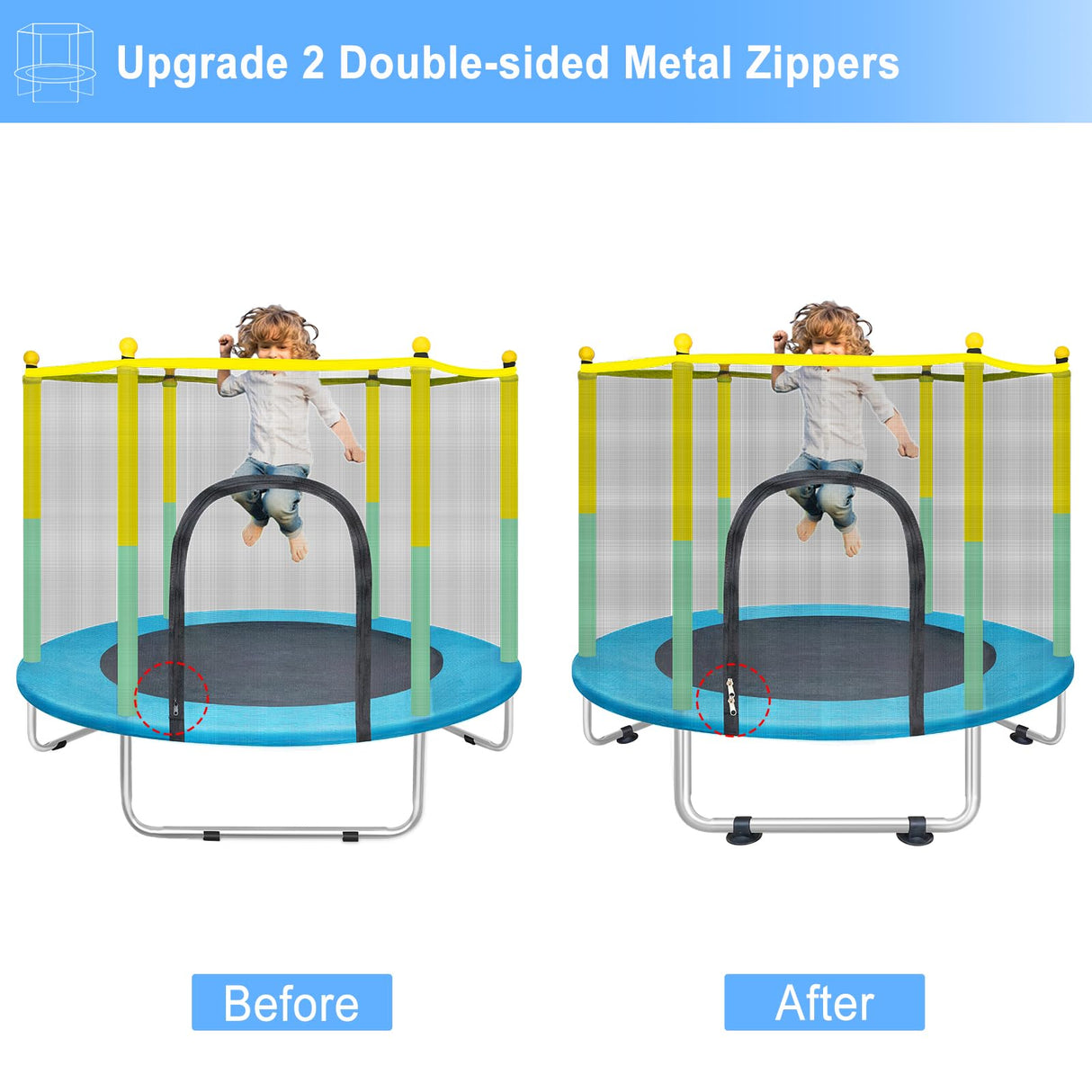 Indoor Trampoline for Kids Ages 1-8, 55" Small Outdoor Toddler Trampoline with Safety Enclosure Net, No-Gap Safe Design, Baby Round Jumping Mat, Recreational Trampolines Birthday Gifts for Boys Girls BIGOU