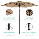 Best Choice Products 10ft Outdoor Steel Polyester Market Patio Umbrella w/Crank, Easy Push Button, Tilt, Table Compatible - Tan Best Choice Products