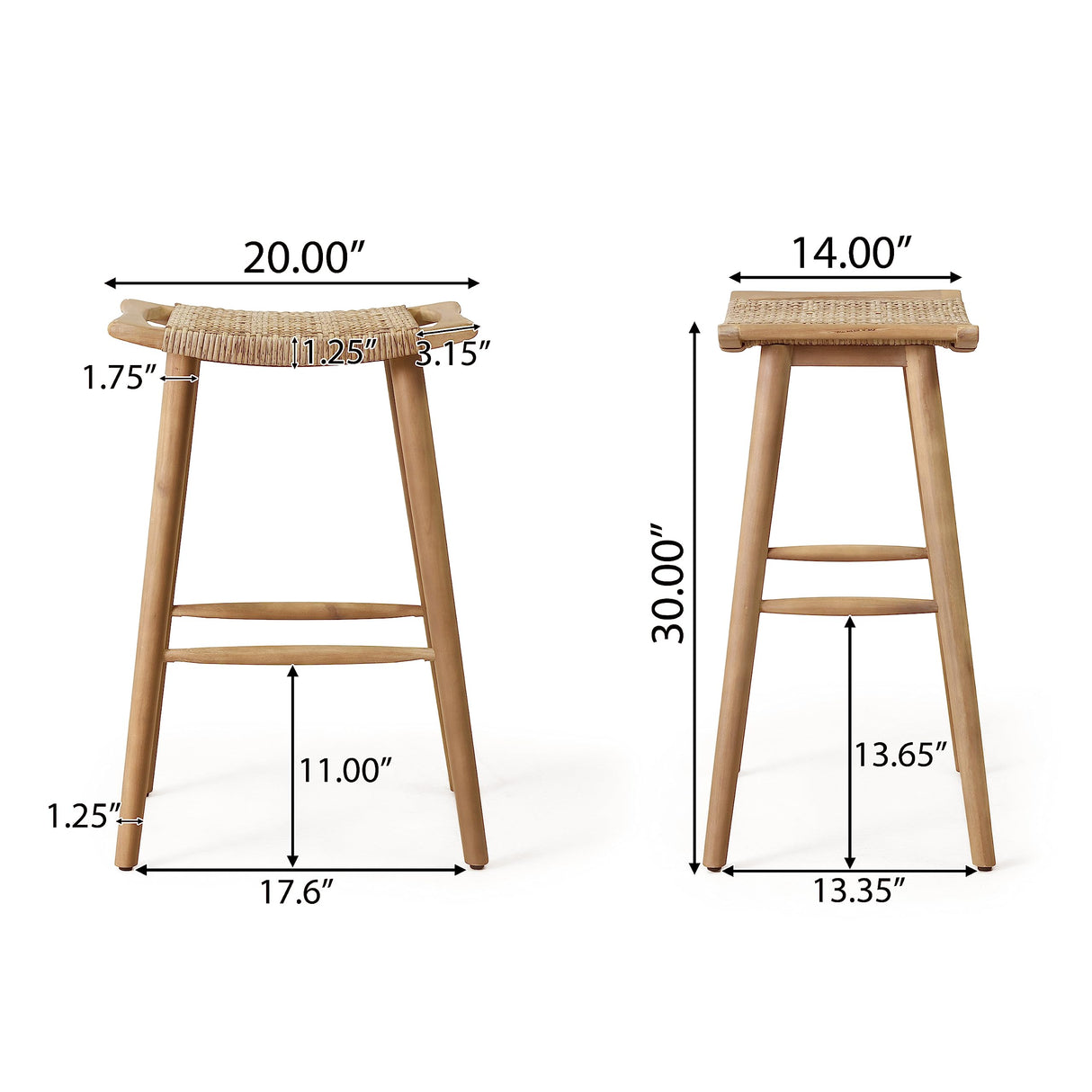 Christopher Knight Home Magwen Outdoor Acacia Wood Barstool with Wicker (Set of 2), Light Brown + Multi Light Brown Christopher Knight Home
