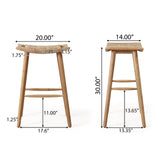 Christopher Knight Home Magwen Outdoor Acacia Wood Barstool with Wicker (Set of 2), Light Brown + Multi Light Brown Christopher Knight Home