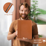 Free Engraved Name, Personalized Portfolio Binder Organizer, PU Leather Custom 3 Ring Binder Padfolio, Zipper Binder Business Document Ordner with A4 Writing Pad, Corporate Gift, Customized, Brown AZXCG