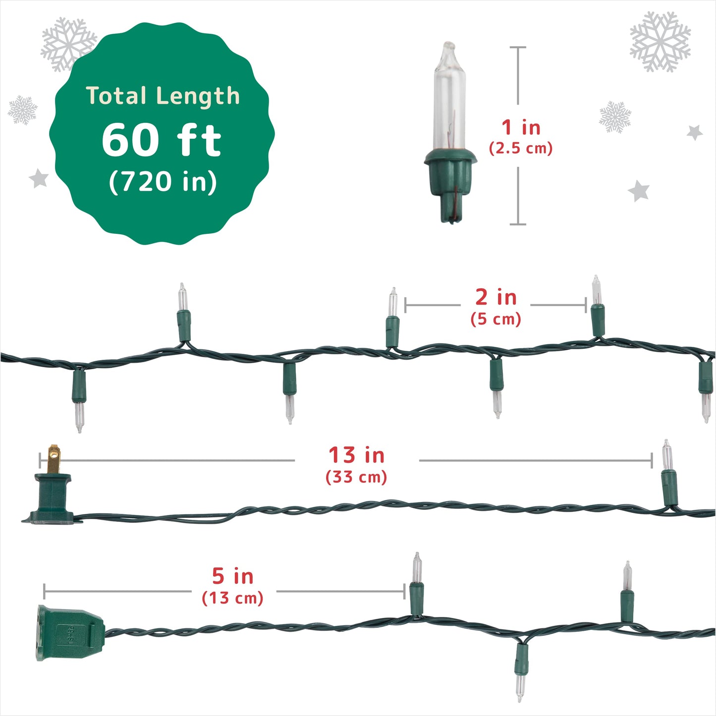 PREXTEX 300 Count Clear Christmas Tree Lights with Green Wire - 60 ft Warm White Twinkle Lights for Indoor or Outdoor Use - Holiday Fairy String Lights for Christmas Trees, Patios, and More