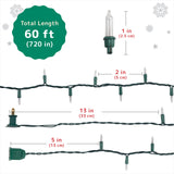 PREXTEX 300 Count Clear Christmas Tree Lights with Green Wire - 60 ft Warm White Twinkle Lights for Indoor or Outdoor Use - Holiday Fairy String Lights for Christmas Trees, Patios, and More PREXTEX