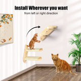 Cat Wall Steps Shelves Cat Climbing Shelf Reversible Wall Mounted, Wooden Four Step Cat Stairway with Scratching Sisal Rope for Cats Perch Platform Supplies Large Cats Scratching Post Activity Tree Erhalithegro
