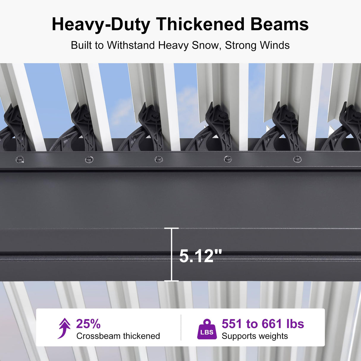 PURPLE LEAF Louvered Pergola 12' x 14' Outdoor Aluminum Pergola with Hidden Drainage System and White Adjustable Sun Shade Roof Patio Hardtop Large Pergolas for Patio Dining Backyard Deck PURPLE LEAF