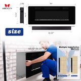 60" Electric Fireplace in-Wall Recessed and Wall Mounted 1500W Fireplace Heater and Linear Fireplace with Timer/Multicolor Flames/Touch Screen/Remote Control Xbeauty