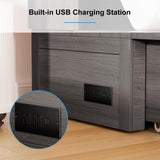 PUREMIND Queen Murphy Bed with 2 Storage Drawers, Hidden Murphy Cabinet Bed with Mattress, Murphy Chest Beds with Built-in USB Charging Station and Headboard for Bedroom, Guest Room PUREMIND