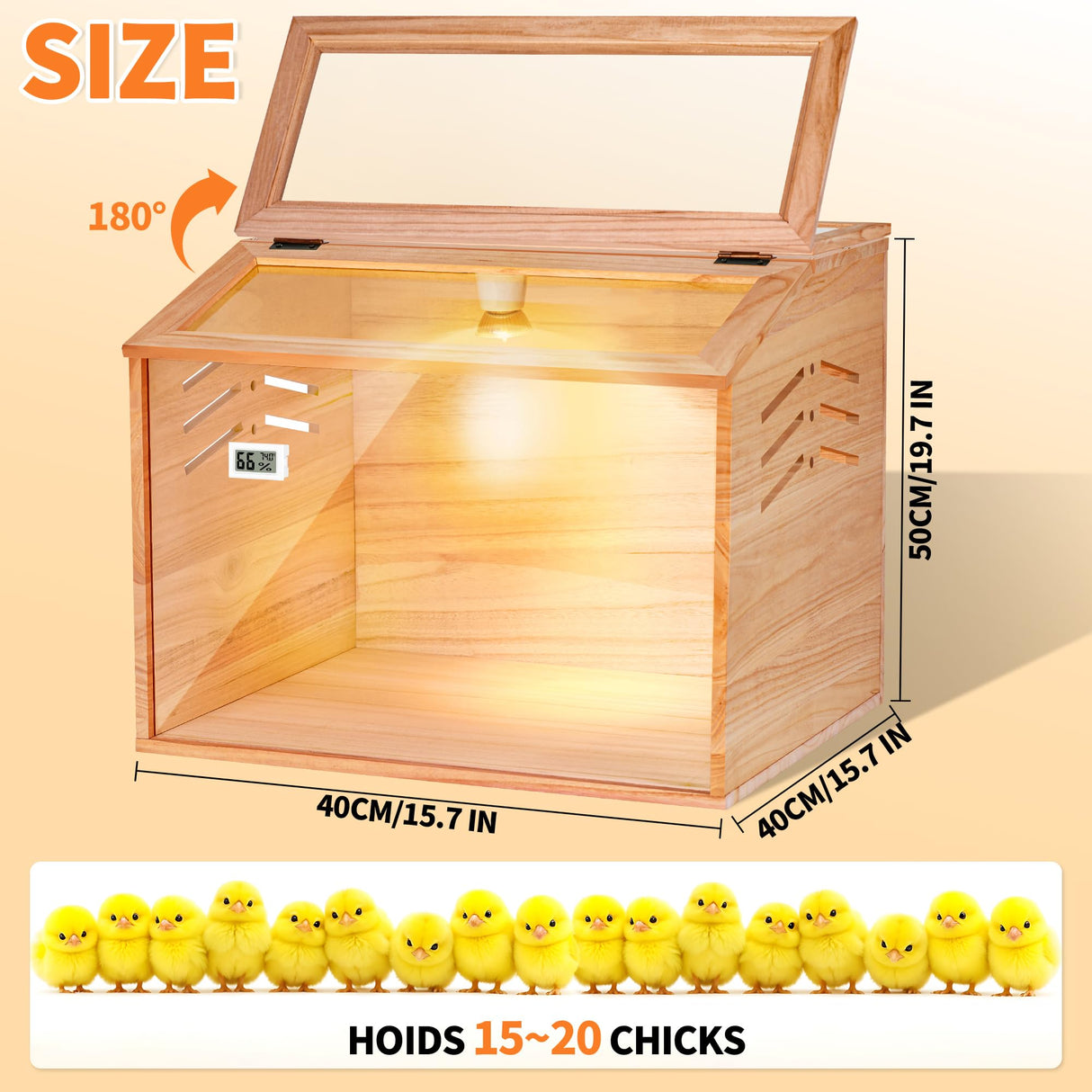Brooder Box for Chicks,Chicken Chick Brooder Box 15.7×15.7×19.7 Inch ROVOCLO