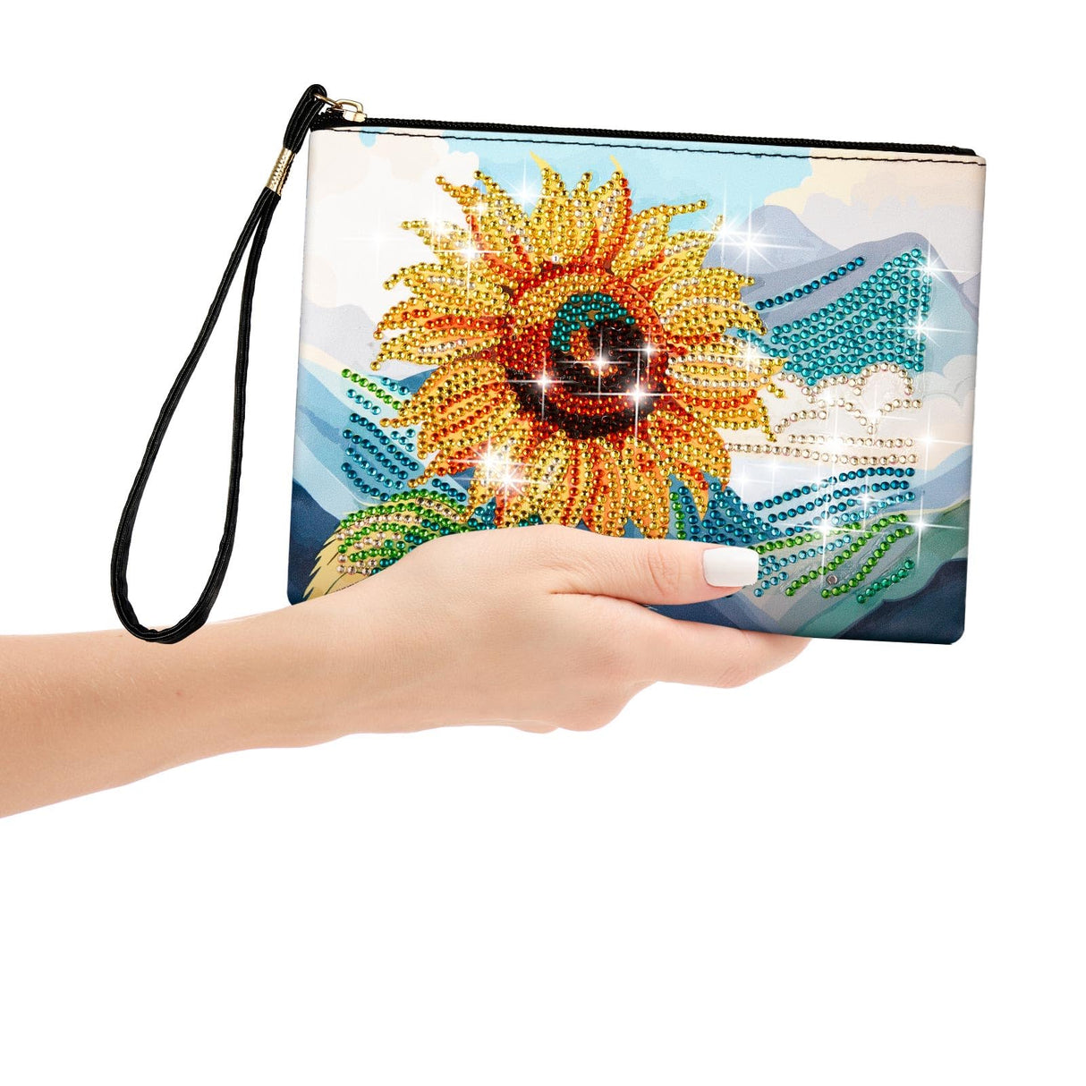 Geyoga 2 Pieces DIY Diamond Painting Purses 5D DIY Diamond Painting Handbag Diamond Art Wristlet Clutch Bag for Women Girls Art Craft Makeup Gift (Sunflower) Geyoga