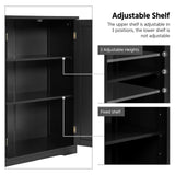 Yaheetech Black Wooden Bathroom Storage Cabinet with 4 Drawers and Double Doors Yaheetech