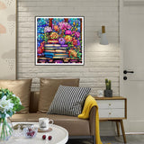 Stalente Diamond Painting Kits for Adults, 5D DIY Diamond Art Kits for Beginners Round Full Drill Diamond Painting for Home Wall Decoration Gift 12×12inch, Stained Glass Book Flower Stalente