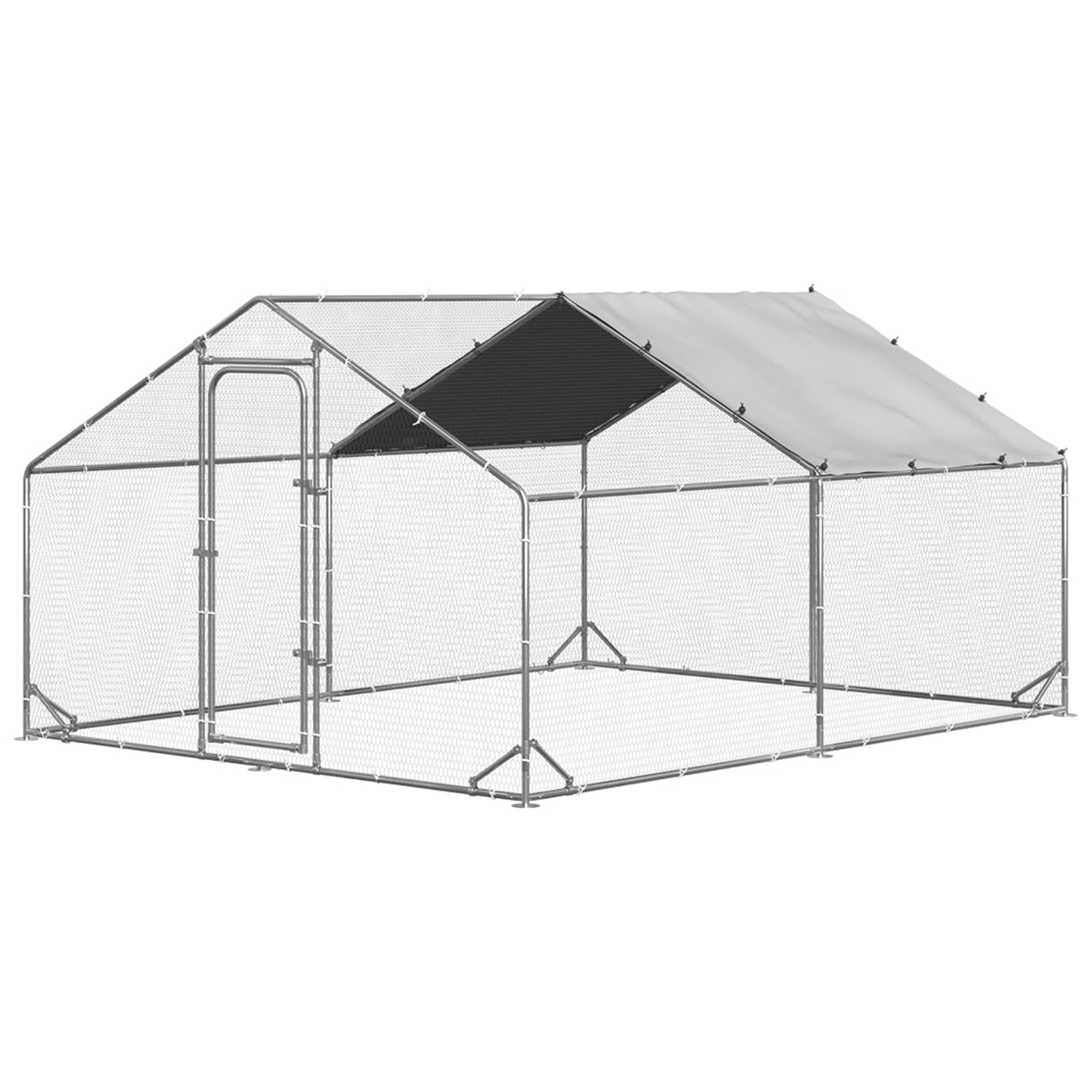 LEMBERI Metal Chicken Runs for Yard, Spire-roof Large Walk in Chicken coop cage for Outside,Galvanized Rabbits Duck Run and coops,Chicken Pen with Waterproof Cover for Outdoor,Backyard and Farm LEMBERI