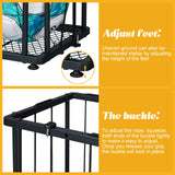 Garage Ball Storage Wall-Mounted & Floor Sports Equipment Organizer: Sports Ball Rack with Elastic Rope, Holder for Basketball, Soccer, Volleyball, Football, Garage, Gym, Black(Patent Pending) Hencawima