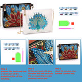 2 Pcs Diamond Painting Crossbody Bag, DIY 5D Diamond Painting Handbag Kit with Chain and Tassel, Bling Rhinestone Makeup Shoulder Bag for Woman, DIY Craft Gift, Peacock JBTM24