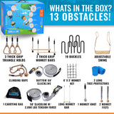 Ninja Warrior Obstacle Course for Kids – 2 x 60 ft, 880 lbs Capacity, 13 Weatherproof Obstacles, Bottom Line, Traverse Rings, Monkey Net – Easy Setup on Trees or Posts for Outdoor Fun Hyponix Sporting