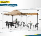 MASTERCANOPY 11 x 11 Patio Gazebo with Extra Side Awning Outdoor Gazebo for for Backyard Garden Lawn,Beige MASTERCANOPY