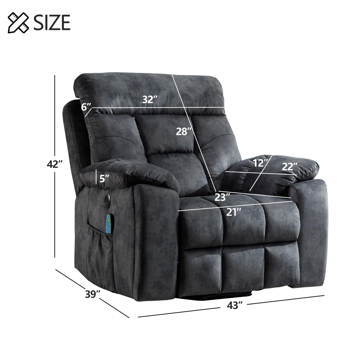 CANMOV Large Power Lift Recliner Chair with Massage and Heat for Elderly Big and Tall People, Overstuffed Wide Recliners with 2 Cup Holders, Side Pocket and USB Port, Grey CANMOV