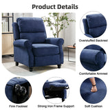 IOMOR Push Back Recliner Chair, Fabric Armchair Overstuffed Pushback Recliner, Heavy Duty Single Sofa Chair with Padded Seat Solid Wood Legs for Living Room (Blue) IOMOR