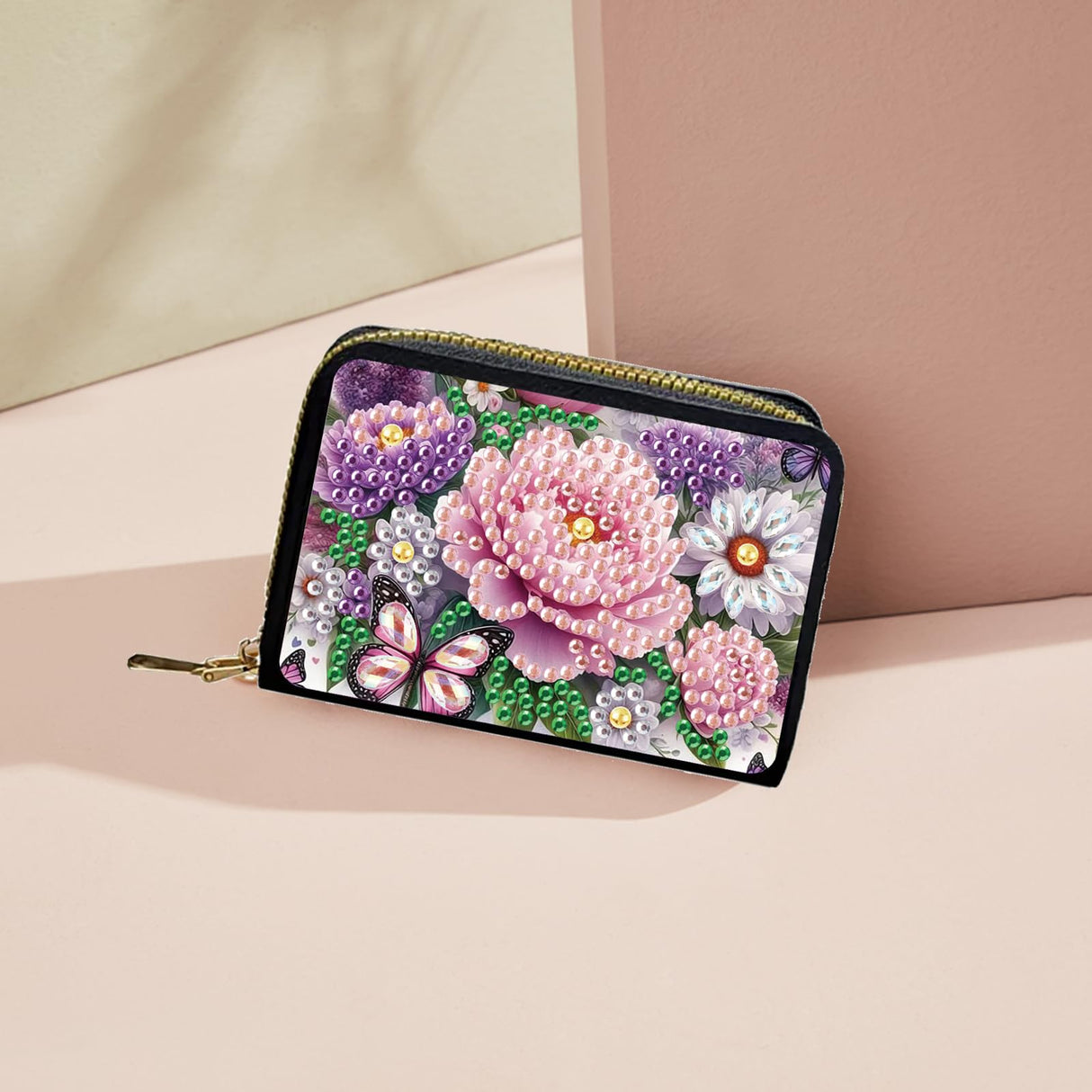 JZHYOAN DIY Diamond Art Credit Card Holder for Woman, Small Wallet Coin Purse Keychain Zipper Business Anti-demagnetization Card Holder Wallet Family Adult Man JZHYOAN