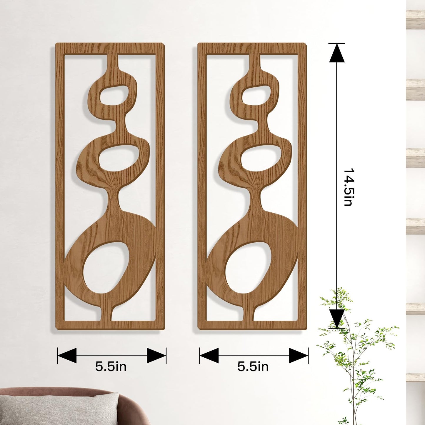 Zzbakress 2 Pcs Mid Century Wall Decor Wooden Mid Century Modern Decor Modern Art Wall Decor Abstract Wall Decor Geometric Wall Art for Home Living Room Bedroom (Style T)