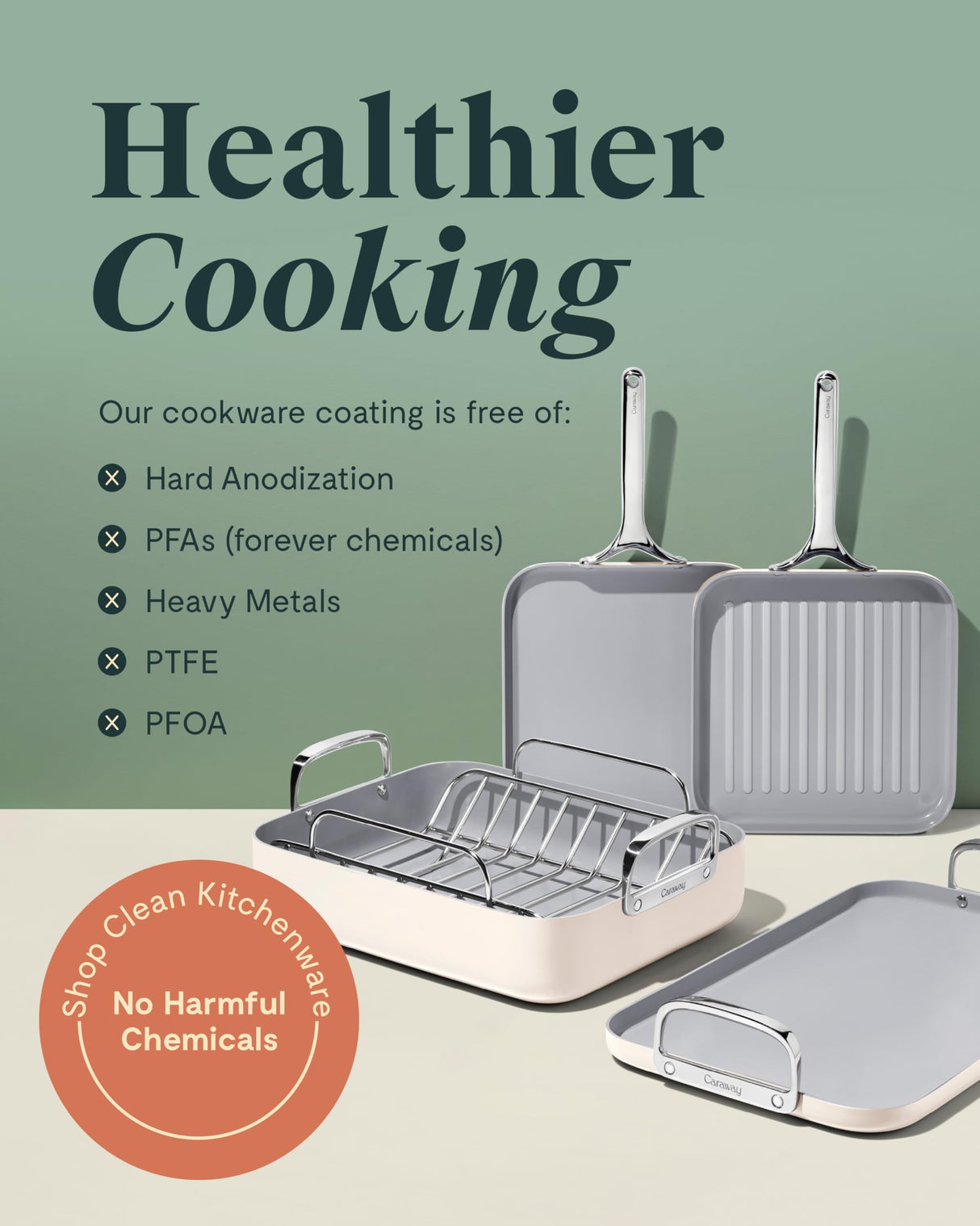 Caraway Griddle Pan & Grill Pan Duo - Non-Stick Ceramic Coated - Non Toxic, PTFE & PFOA Free - Oven Safe & Compatible with All Stovetops – White Caraway