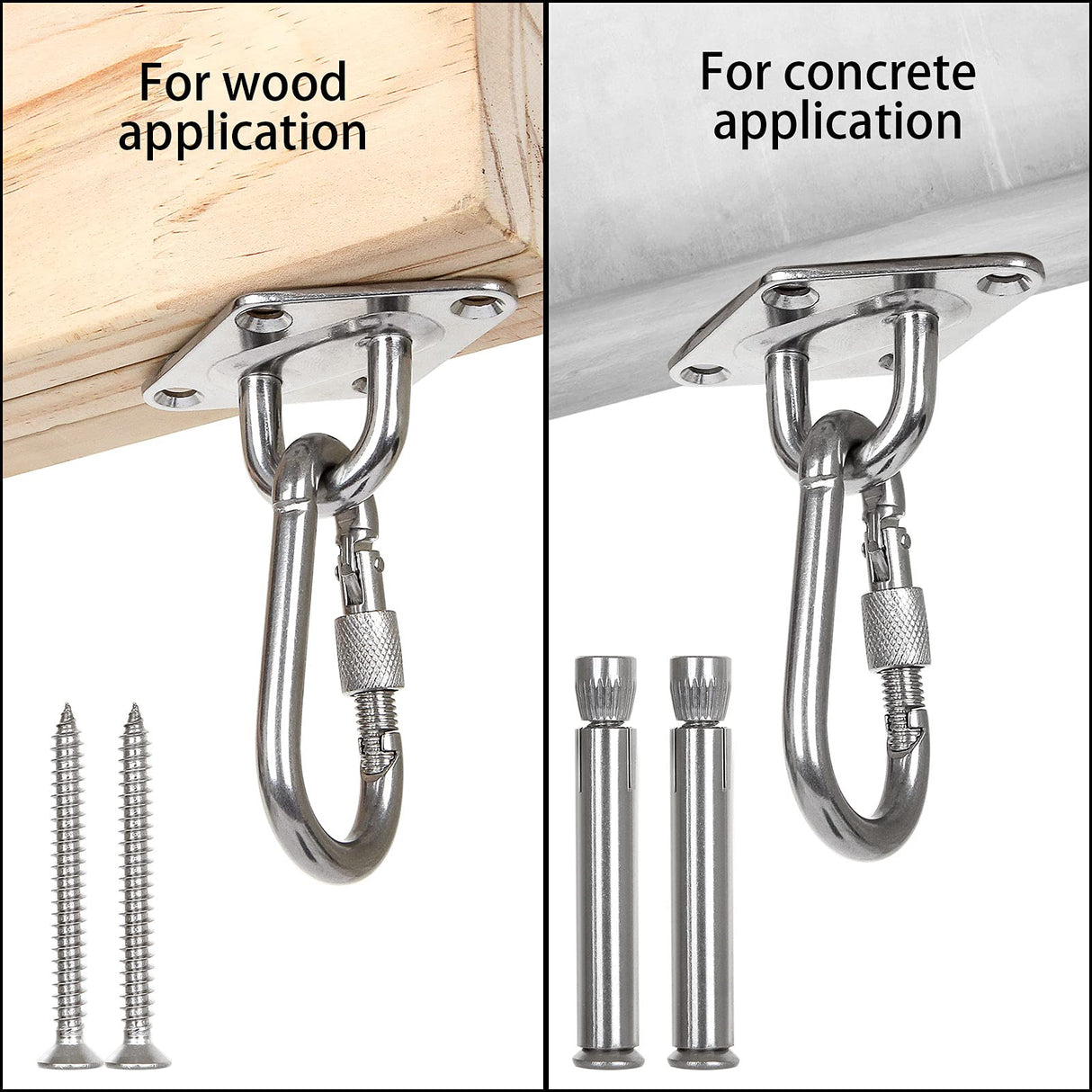 ABuff 1100 lb Heavy Duty Hammock Hanging Kit for Hammock Stands, Yoga & Brazilian Hammocks Hooks, 2-Pack Swing Chair Hammocks Ceiling Fan Sandbag Hook Load-Bearing Hook Shade Net Diamond Fixing Hook ABuff