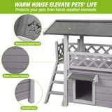 GUTINNEEN Cat House Outdoor Weatheproof Feral Cat Shelter Wooden Cat Condos for Winter Large Balcony GUTINNEEN