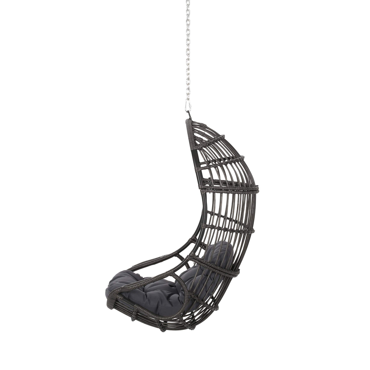 Hanging Chair with 8FT Chain, Egg Swing Chair Without Stand Outdoor Indoor, Wicker Rattan Hammock Egg Swing Chair with Hanging Chain, Ideal for Patio, Porch, Garden, Grey Ibraccieni