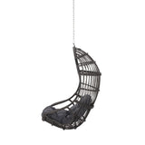 Hanging Chair with 8FT Chain, Egg Swing Chair Without Stand Outdoor Indoor, Wicker Rattan Hammock Egg Swing Chair with Hanging Chain, Ideal for Patio, Porch, Garden, Grey Ibraccieni
