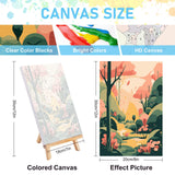 Offito 4 Pack Framed Paint by Numbers Kit for Adults Beginners with Wooden Easel, Four Seasons Easy Paint by Number Kit with Frame, Watercolor Adult Paint by Number Framed Canvas (8 * 12 Inch) Offito