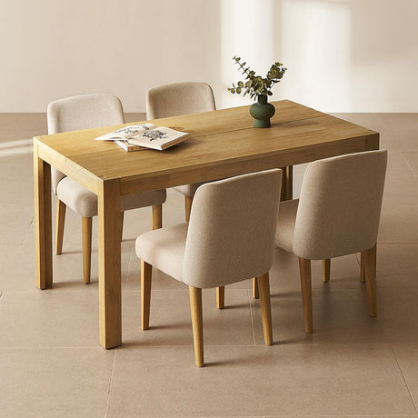 mopio Logan 5 Piece 4 Seater Upholstered Dining Table Set, Modern Farmhouse Solid Wood 4 Piece 59" Dining Table Set for Dining Room Kitchen mopio