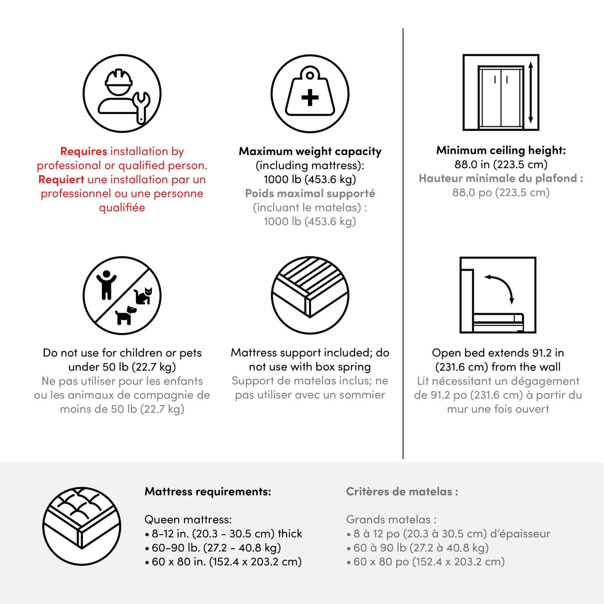 Bestar Claremont Queen Murphy Bed with Closet Organizer (85W) in White, Space-Saving Sleeping Arrangement for Multipurpose Room Bestar