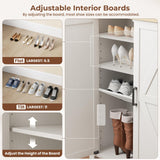 5-Tier Shoe Storage Cabinet, Farmhouse Shoe Rack Organizer Cabinet with 4 Adjustable Shelves & Side Cabinets, Freestanding Shoe Cabinet Storage with Anti-tip Fitting for Entryway, 46.1L×13.7W×40.6H ALLSTAND