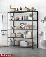 Sakugi Storage Shelves - 5 Tier Shelf Organizer, Heavy Duty Garage Shelving Unit with Leveling Feet, Stable Metal Shelves Organizer for Pantry, Kitchen and Closet, 47.3" W x 12.6" D x 60.8" H, Black Sakugi