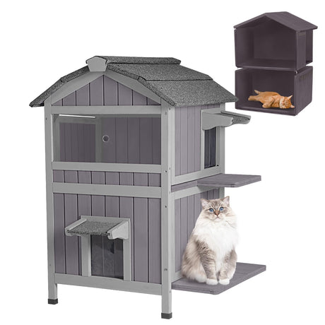 Aivituvin Cat House Outdoor Heated Feral Cat Shelter, Weatherproof Cat Enclosure 100% Insulated with All-Round Insulated Liner Aivituvin