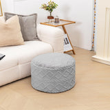 Beawelkomjo Pouf Ottoman Stuffed 20x20x12 Inches Floor Pouf Plush Fiber Ottoman Foot Rest Under Desk Foot Stool for Living Room Bedroom (Light Gray Pouf with Filler) Beawelkomjo