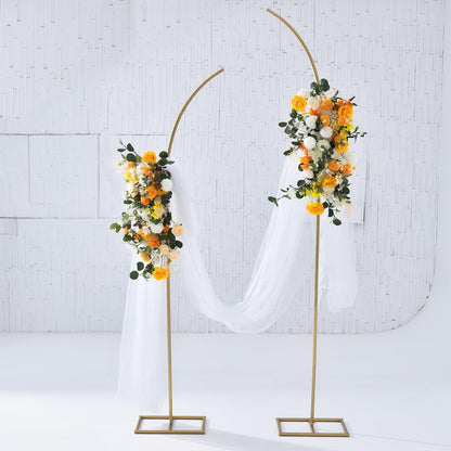 Wocadle Metal Arch Backdrop Stand Set of 2 Gold Curved Top Wedding Arch Frames,6Ft & 8Ft Balloon Arched Backdrop Stand for Ceremony Birthday Anniversary Bridal Baby Shower Floral Stand Decora - WoodArtSupply