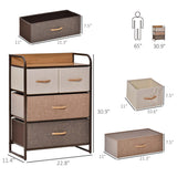 HOMCOM 4-Drawer Dresser, Fabric Chest of Drawers, 3-Tier Storage Tower with Steel Frame and Wooden Top for Bedroom, Nursery Room, Multicoloured HOMCOM