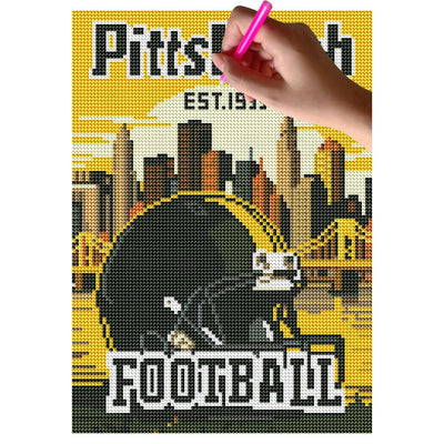 fufibwoesan DIY 5D Football Sports Fan Diamond Painting by Number Kits for Adults Round Full Drill Diamond Art Kits Home Wall Art Decor for Football Team Gift (6-p-i-t-t-Gold)