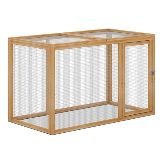 MoNiBloom Chicken Run for Yard Wood Chicken Cage Rabbit Hutch Bunny Pen with Openable Roof and Side Door, Outdoor Lockable Duck Coop Small Animal Habitat Enclosure Hen Coop Add-Ons, 45 x 24 x - WoodArtSupply