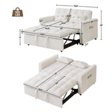 Wrofly 3 in 1 Convertible Sleeper Sofa Couch with Pullout Bed, Loveseat Sofa with Storage and Pillows, Modern 2 Seater Futon Couch Bed for Living Room, Bedroom and Small Space, White Teddy Wrofly