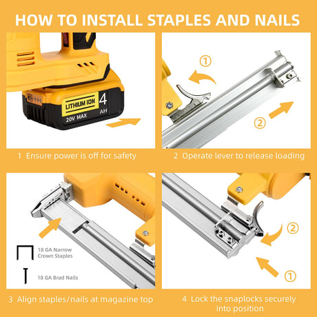 18 Gauge Brad Nailer/Narrow Crown Stapler Compatible with Dewalt 20V MAX Battery(NO Battery) 2 in 1 Cordless Nail Gun with 1000 Nails and 1000 Staples for Home Improvement, DIY and Woodworking Funnywhale