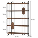 FUSUNBAO 5-Tier Wooden and Metal Frame Bookshelf,Vintage Industrial Modern Style Tall Bookcase，74 "H x 12 "W x 47" L,Rustic Large Wooden Shelf，Display Shelf for Home Office FUSUNBAO