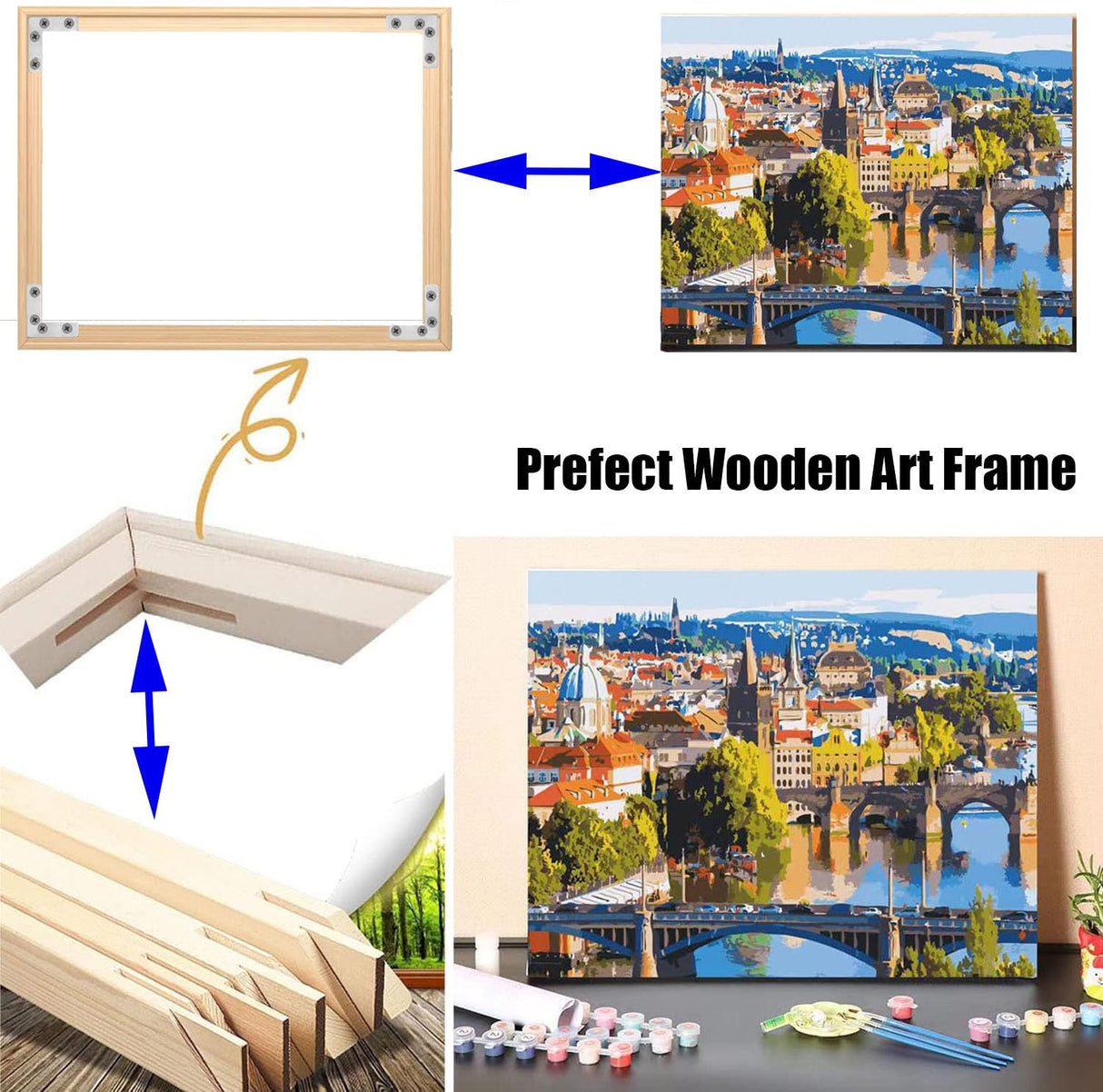 2 Set 16"X 20" DIY Wood Canvas Stretcher Bars,Removable Canvas Frames Kit,Lightweight Sturdy Stretcher Frames for Oil Painting,Diamond Painting,Canvas Painting and Needle Arts Supplies (16in*20in) BROTOSPAC