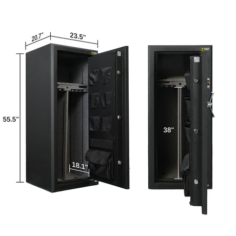 XPEDITION 24 Gun Fireproof Safe for Rifles and Pistols,Gun Cabinet with Keypad/Key Access, Fire and Water Safe with Combination Lock,Gun Safes for Rifles and Shotguns (24 gun safe) XPEDITION