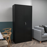 Reemoon Metal Storage Cabinet with Locking Doors and Adjustable Shelves, 72" Tall Steel Storage Cabinet for Home Office, Black Reemoon
